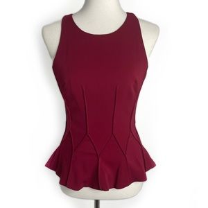 JAY GODFREY Peplum Pleated Cut Out Back Top